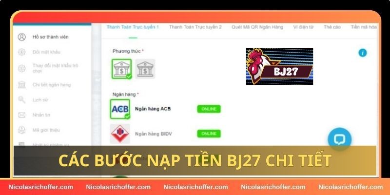Truy cập mục nạp tiền BJ27 và điền thông tin Truy cập mục nạp tiền BJ27 và điền thông tin